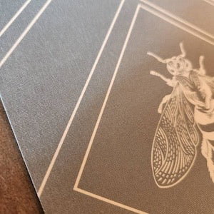 Close up of Art deco Bee drawer liner texture and detail