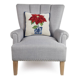 Holiday Chinoiserie Poinsettia Hook Pillow