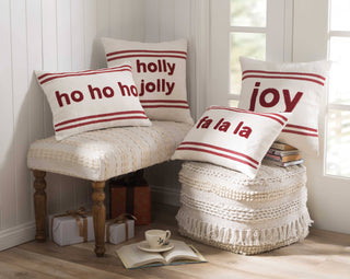 Stripe Boucle Fa La La Embroidered Pillow