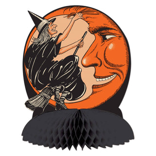 Vintage Halloween Witch & Moon Centerpiece 9¾"