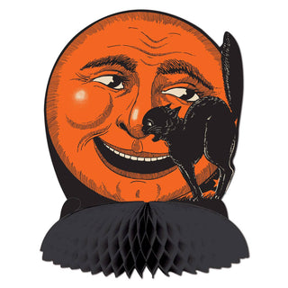 Vintage Halloween Tissue Paper Cat & Moon Centerpiece 9 3/4"