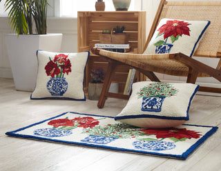 Holiday Chinoiserie Poinsettia Hook Pillow