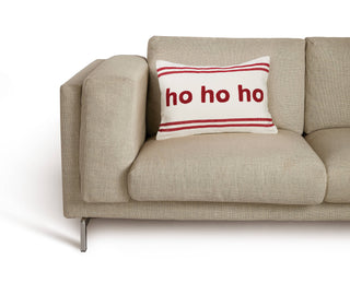 Stripe Boucle Ho Ho Ho Embroidered Pillow