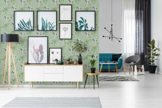 Green Crane Chinoiserie Drawer Liner