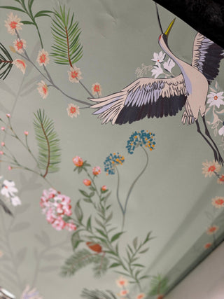 Green Crane Chinoiserie Drawer Liner