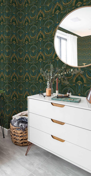 Geometric Green Art Nouveau Drawer Liner