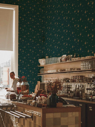 Teal Retro Star MCM Drawer Liner