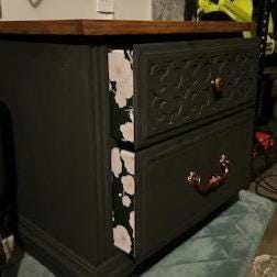 Dark Green Cherry Blossom Floral Drawer Liner