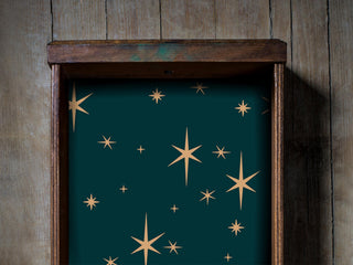 Teal Retro Star MCM Drawer Liner