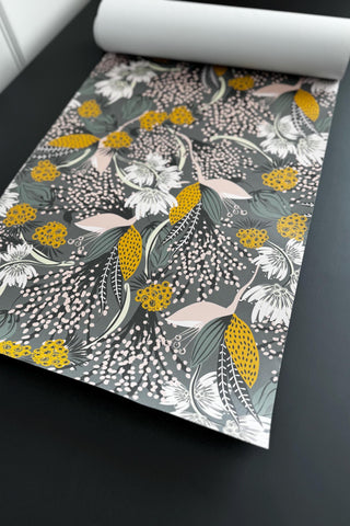 Fabric drawer liner with elegant floral pattern