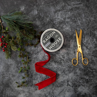 1" Red Velvet Ribbon - Wired