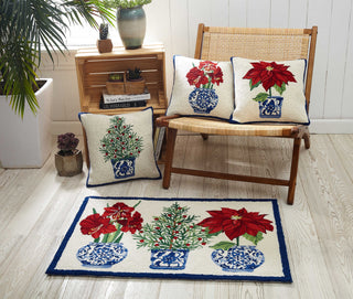Holiday Chinoiserie Poinsettia Hook Pillow