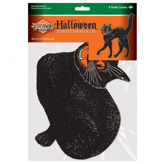 Vintage Halloween Jointed Scratch Cat 20 ½", printed 2 sides