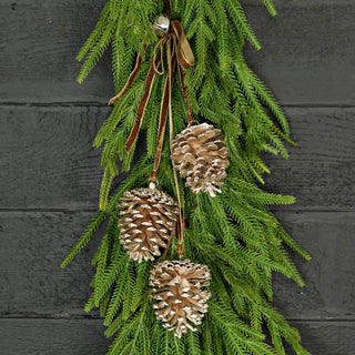 Champagne Glitter Pinecone Trio Cluster with Bell