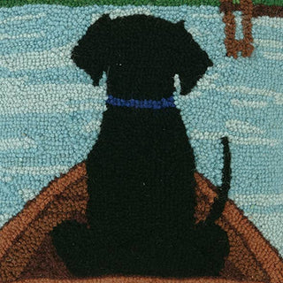 Black Lab In Canoe Hook Pillow