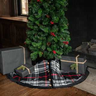 Black Tartan Plaid Christmas Tree Skirt – 50 Inch