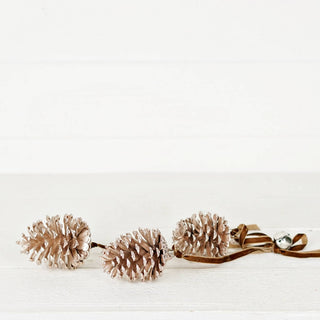 Champagne Glitter Pinecone Trio Cluster with Bell