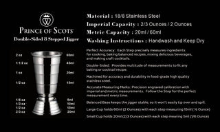 Prince Of Scots Double-Sided 8 Stepped Jigger ~ Silver ~