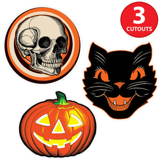 Plastic Vintage Halloween Cutouts, 10"-12", 3/pkg