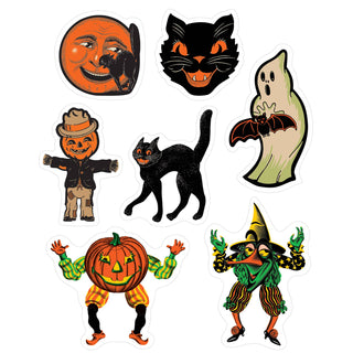 Vintage Halloween Clings, 7 clings on 12" x 17" Sheet