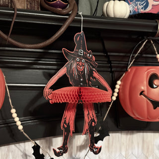 Vintage Halloween Jointed Tango 16" Witch & 15" Cat