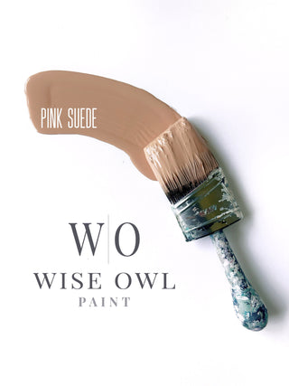 pink beige furniture paint on paint brush swoop on white background