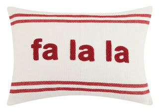 Stripe Boucle Fa La La Embroidered Pillow