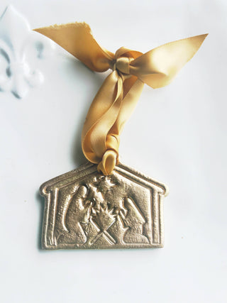 Gold Leaf Nativity Ornament