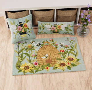 Floral Bee w/Hive Hook Pillow - Susan Winget