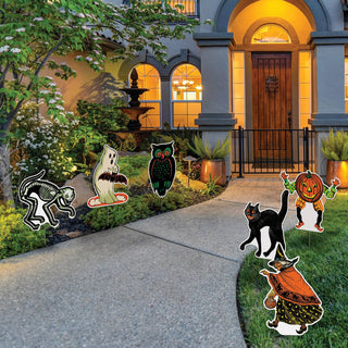 Plastic Vintage Halloween Yard Signs, 11½"-12¼", Pack of 6
