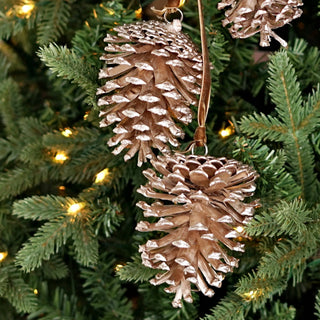 Champagne Glitter Pinecone Trio Cluster with Bell