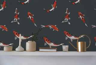 Japanese Koi Fish Peel and Stick Fabric Drawer Liner or Wallpaper