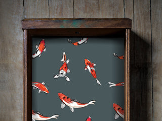 Japanese Koi Fish Peel and Stick Unscented Drawer Liner For Furniture or Contact Paper for Kitchen Drawers.