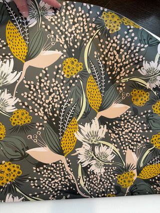 Dark Green Floral Peel and Stick Drawer Liner