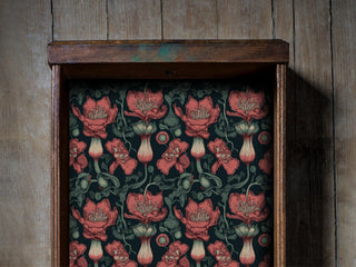 Vintage Red Floral Peel and Stick Drawer Liner