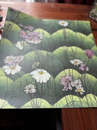 Green Garden Wildflower Floral Drawer Liner - Peel and Stick or Traditional Paper shelf liner contact paper