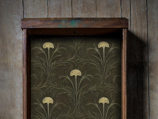 Deep Olive Floral Art Nouveau Drawer Liner