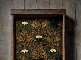 Moss Green Art Nouveau Drawer Liner