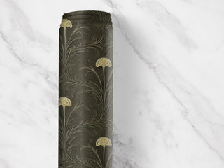 Deep Olive Floral Art Nouveau Drawer Liner