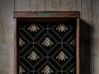Black Art Deco Bee Drawer Liner