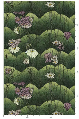 Green Garden Wildflower Floral Drawer Liner - Peel and Stick or Traditional Paper shelf liner contact paper