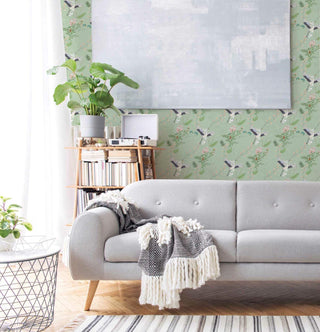 Green Crane Chinoiserie Drawer Liner