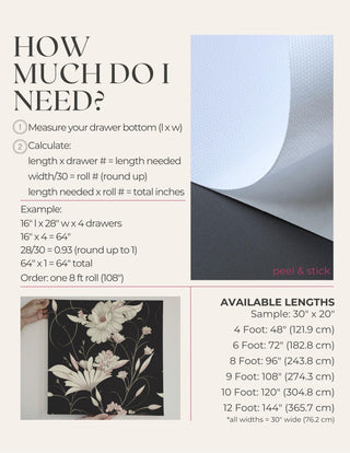 Dark Green Cherry Blossom Floral Drawer Liner - Peel and Stick Fabric or Traditional Paper Shelf Liner Contact Paper