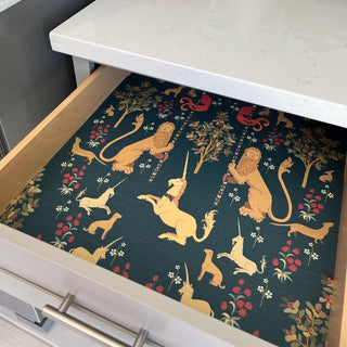 Medieval Fantasy Forest Drawer Liner, Peel and Stick or Paper shelf liner contact paper for drawers, Renaissance Shelf Liner