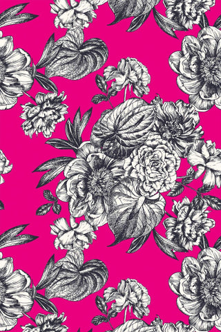 Detail image of hot pink drawer liner with flowers