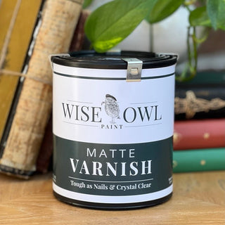 Wise Owl Paint Varnish - Matte or Satin Finish - The Lone HareVarnishQuart (32 oz.)MatteQuart (32 oz.)MatteAmber Resin-Free Durable Surface SealHigh-Traffic Furniture TopcoatIndoor & Outdoor Topcoat Varnish